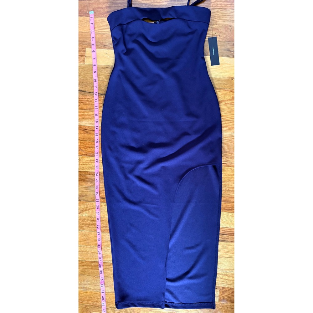 NWT Lulus Midi Slip Dress Such A Charmer Navy Blue Cutout High Slit Bodycon M - Picture 12 of 12
